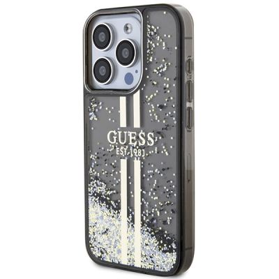 2. Guess Liquid Glitter Gold Stripes case for iPhone 15 Pro - black