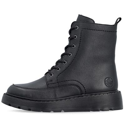 3. Women's leather ankle boots with platform, black, Rieker 70410-00