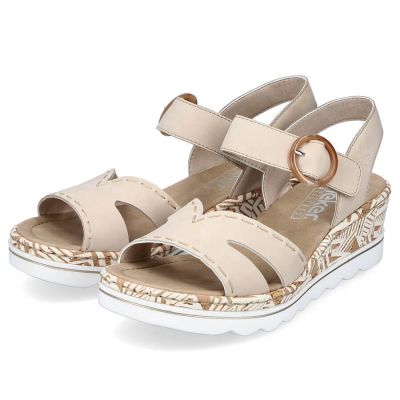 4. Comfortable wedge sandals Rieker W RKR595 beige