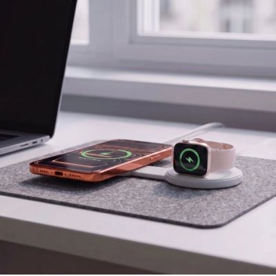 7. Tech-Protect A55 2in1 MagSafe 25W QI2.2 Wireless Charger + USB-C / USB-C Cable 100cm - White