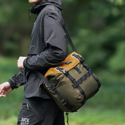 4. Rockbros W019 Handlebar Bike Bag 13.5-24L - Green-Orange