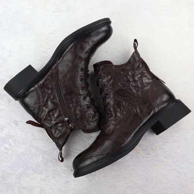 14. Women's leather work boots insulated brown Vinceza 86412