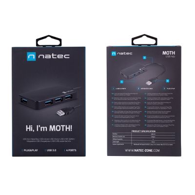 6. Hub NATEC Moth NHU-1342 (4x USB 3.0; black)