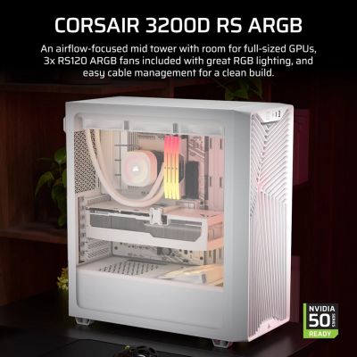 6. Corsair 3200D RS ARGB Mid-Tower White case