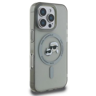 4. Karl Lagerfeld IML Metal Karl&Choupette Head MagSafe Case for iPhone 16 Pro - Black