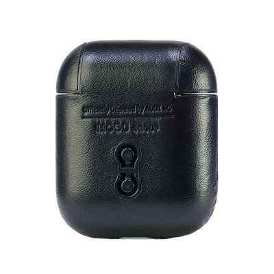 5. Audi Leather Big Logo Case for AirPods 1 / 2 - Black