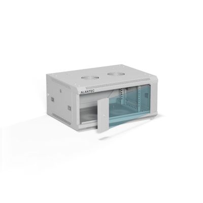 ALANTEC Wall-mounted cabinet 19" 4U 600x450, glass door, gray, assembled (SW-4U-600-450-01-SA)