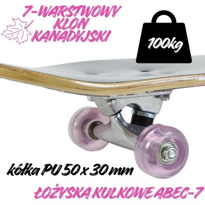19. WOODEN SKATEBOARD STREET PINK BEST SPORTING
