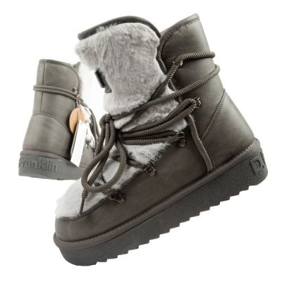 D.Franklin women's winter snow boots, fashionable fur lining, gray