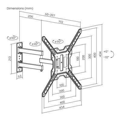 5. MACLEAN TV MOUNT, MAX. 23–65", MAX. WEIGHT 30 KG, UNIVERSAL, MAX. VESA 400X400 MC-759 N