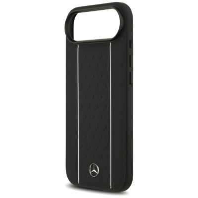6. Mercedes Leather Star Pattern Stripes MagSafe case for iPhone Air - black