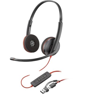 65. Poly Blackwire 3220 Stereo USB-C Black Headset + USB-C/A Adapter (Bulk) 8X2J9A6