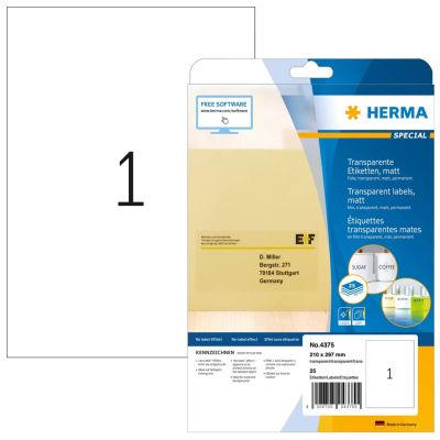 2. HERMA 4375 Printable Labels Transparent Self-adhesive Printable Labels