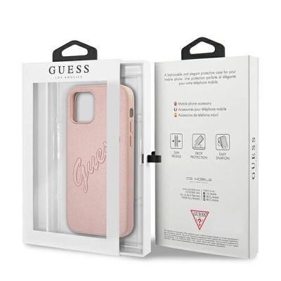 8. Guess GUHCP12LRSAVSRG iPhone 12 Pro Max 6.7" pink/pink hardcase Saffiano Vintage Script