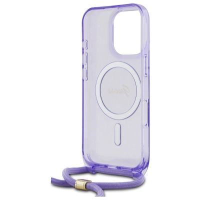 6. Guess Crossbody Cord Script MagSafe Case for iPhone 16 Pro - Purple