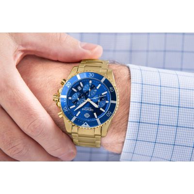 4. Men's Watch Giewont Chronograph Sapphire Gold Blue GW3970-B6