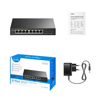 2. Cudy 8-Port Gigabit Easy-Managed Switch with 2 SFP, GS108ES2 1.0 Managed L2 Gigabit Ethernet (10/100/1000) Black