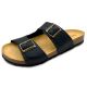 Bio Bio men's slippers, profiled flip-flops, natural leather, black