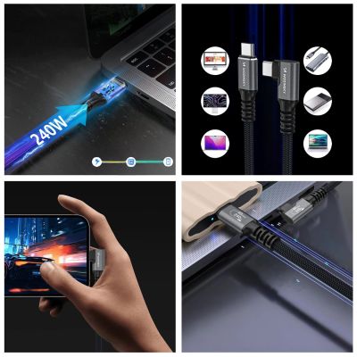 9. Wozinsky WPS2-UY41S USB-C USB4 40Gb/s 240W 2m Angled Cable - Black