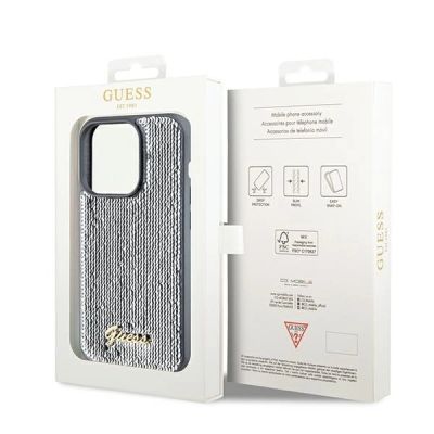 8. Guess Sequin Script Metal case for iPhone 14 Pro Max - silver