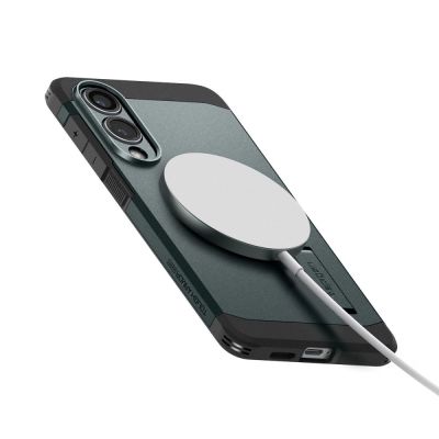 6. Spigen Tough Armor MagSafe Case for Samsung Galaxy S25 Edge - Green/Black