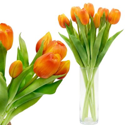 15. BOUQUET OF 7 ORANGE TULIPS 31 CM LIFE-LIKE SPRING DECORATION