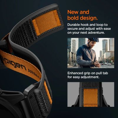 9. Spigen Athlex Air Strap for Garmin QuickFit 22mm - Black and Orange