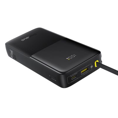 5. Baseus Bipow 2 20000mah 20W Powerbank with Digital Display with Built-in USB-C Cable - Black