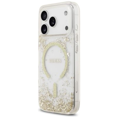2. Guess Resin Bottom Glitter MagSafe Case for iPhone 17 Pro - Gold