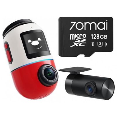 70mai X800 Omni 4K/GPS/WiFi Dual Red Dash Cam + 70mai 128GB SD Card