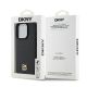 13. DKNY Leather Monogram Pattern Metal Logo MagSafe Case for iPhone 15 Pro - Black