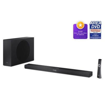 2. Sharp 2.1-Channel Ultra-Slim Dolby Atmos/DTS Virtual:X Soundbar with Wireless Subwoofer HT-SBW320 360W Bluetooth Connectivity Wireless Connection