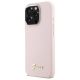 9. Guess Silicone Script Metal Logo & Frame iPhone 16 Pro Case - Pink