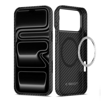 2. Tech-Protect Ion Carbon MagSafe Case for iPhone 18 Pro / 17 Pro - Black & Silver