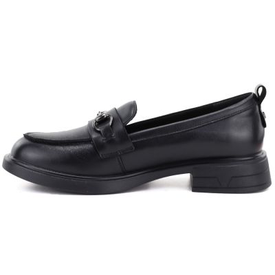 3. Women's leather loafers, black, Vinceza 133115