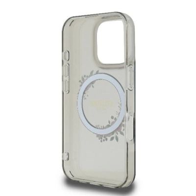 7. Guess IML Flowers Wreath MagSafe Case for iPhone 16 Pro - Black