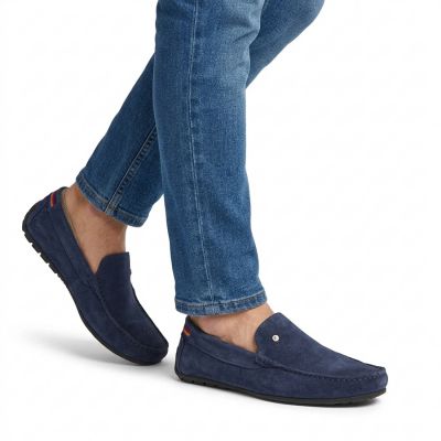 6. Men's leather moccasins, navy blue, Filippo MP923
