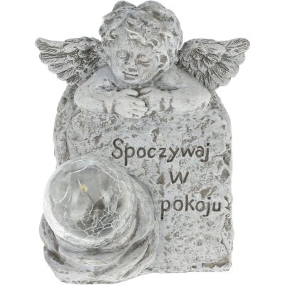 ANGEL FIGURE LED GRAVESTONE CANDLE REST IN PEACE