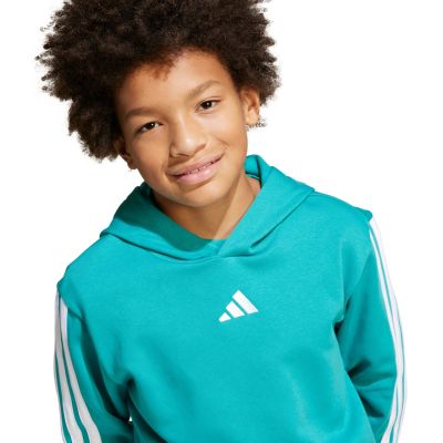 4. adidas 3 Stripes Fleece Hoodie 225 Turquoise JN2417
