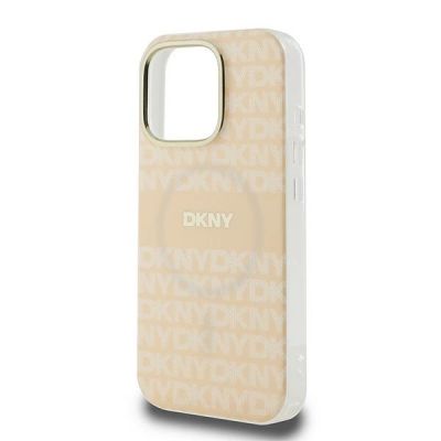 6. DKNY Repeat Texture Pattern With Stripe iPhone 16 Pro Max Case - Pink
