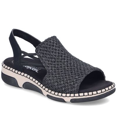 2. Comfortable women's black platform sandals Rieker 66241-00