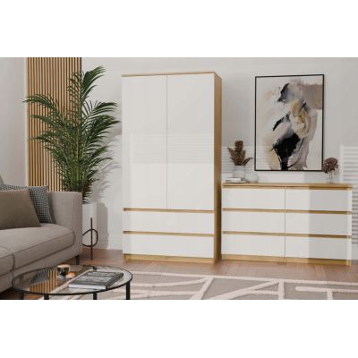 6. M6 MALWA CHEST OF DRAWERS 120CM 6 DRAWERS ART/WHITE SET