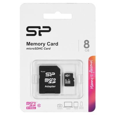 3. Silicon Power microSDHC 8GB Class 10 Memory Card + microSD-SD ADAPTER (SP008GBSTH010V10SP)