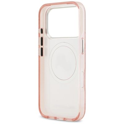 7. Karl Lagerfeld IML Glitter Karl & Choupette Heads Logo MagSafe Case for iPhone 17 Pro - Pink