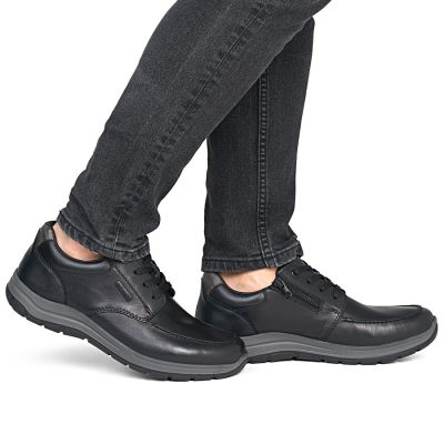 6. Men's comfortable leather shoes, width H, black, Rieker 03607-24