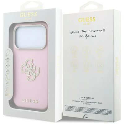 8. Guess Smooth & Big Strass Logo Case for iPhone 18 Pro / 17 Pro - Pink