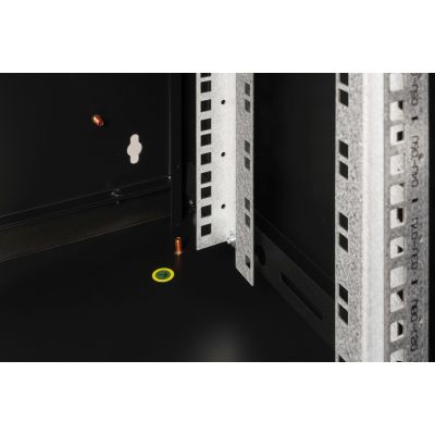 30. Digitus Unique 19" 9U rackmount network cabinet, 600x450, glass door, black, undivided, assembled, 100kg