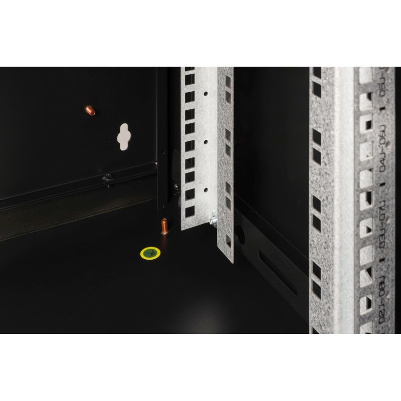 30. Digitus Unique 19" 9U rackmount network cabinet, 600x450, glass door, black, undivided, assembled, 100kg