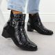 6. Women's patent leather ankle boots with heels, black Remonte Rieker R5188-02