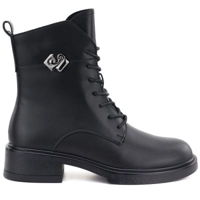 6. Women's leather ankle boots, black, D&A S.Barski MK62-7014